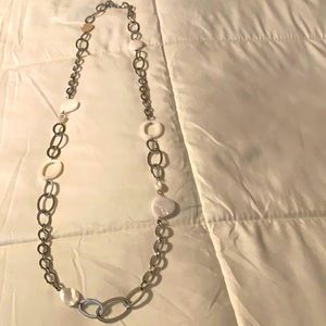 Beautiful WHBM xtra long silver with shell accents